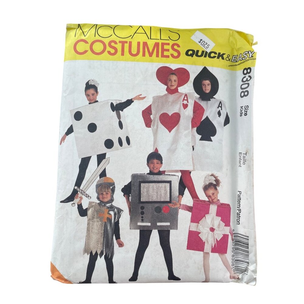 90s McCalls 8308 Sewing Pattern Size 2-12 Kids Cards Gift Knight Retro UNCUT